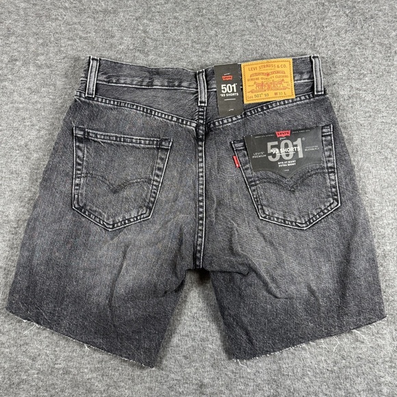 Levis 501 ’93 Shorts Mens 30 Black Denim Button Fly Premium Distressed Frayed - Picture 5 of 15